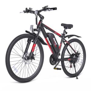 QNUT 350W Full Aluminum Electric Bike for Adults & Teens, 21-Speed 26" Commuter E-Bike with Dual Disc Brakes, 40-Mile Range, Mountain Bike for Men/Women (Black-Red)