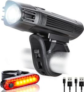 300 Lumens USB Rechargeable Bike Light with Tail Light