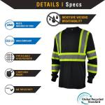 L&M Reflective Safety Long Sleeve T-Shirt - Black