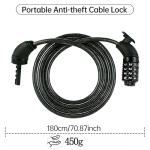 1.8m Black Bike Cable Lock