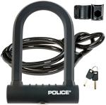 Heavy-Duty POLICE U Lock with Cable and Keys