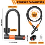 Heavy Duty U Lock with 4ft Steel Cable