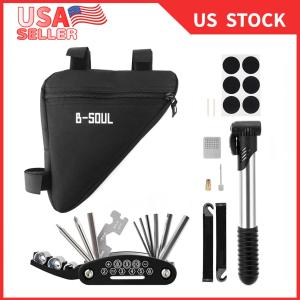 Portable Bicycle Repair Tool Kit with Tire Pump