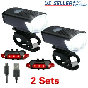 USB Rechargeable LED Bike Headlight and Taillight Set