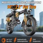 1200W 14" Folding Electric Commuter Bike 25MPH