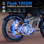26'' Electric Mountain Bike 1800W Motor 75-Mile Range