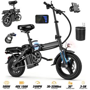 560W Adult Folding Electric Bike with Removable Battery