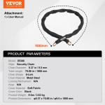 VEVOR 5.91 Ft Bicycle Chain Lock – Black