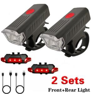 USB Rechargeable LED Bicycle Headlight and Tail Light