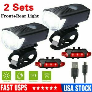 USB Rechargeable LED Bike Headlight and Taillight Set
