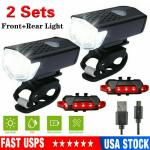 USB Rechargeable LED Bike Headlight and Taillight Set