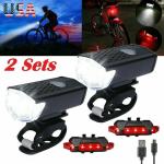 USB Rechargeable LED Bike Headlight and Taillight Set