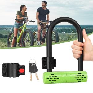 Heavy-Duty Steel U-Lock for Bikes - Green