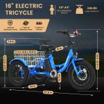 Mooncool 16" Fat Tire Electric Tricycle 250W