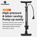 ROCKBROS High Pressure Bike Floor Pump with Gauge
