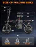1200W 14'' Folding Electric Bike, 25MPH Speed