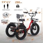 NARRAK 1350W Folding Electric Tricycle for Adults