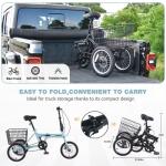 Adult Folding Tricycle with Basket, 14-Inch Wheels