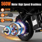 560W Foldable Electric Bike for Teens and Adults