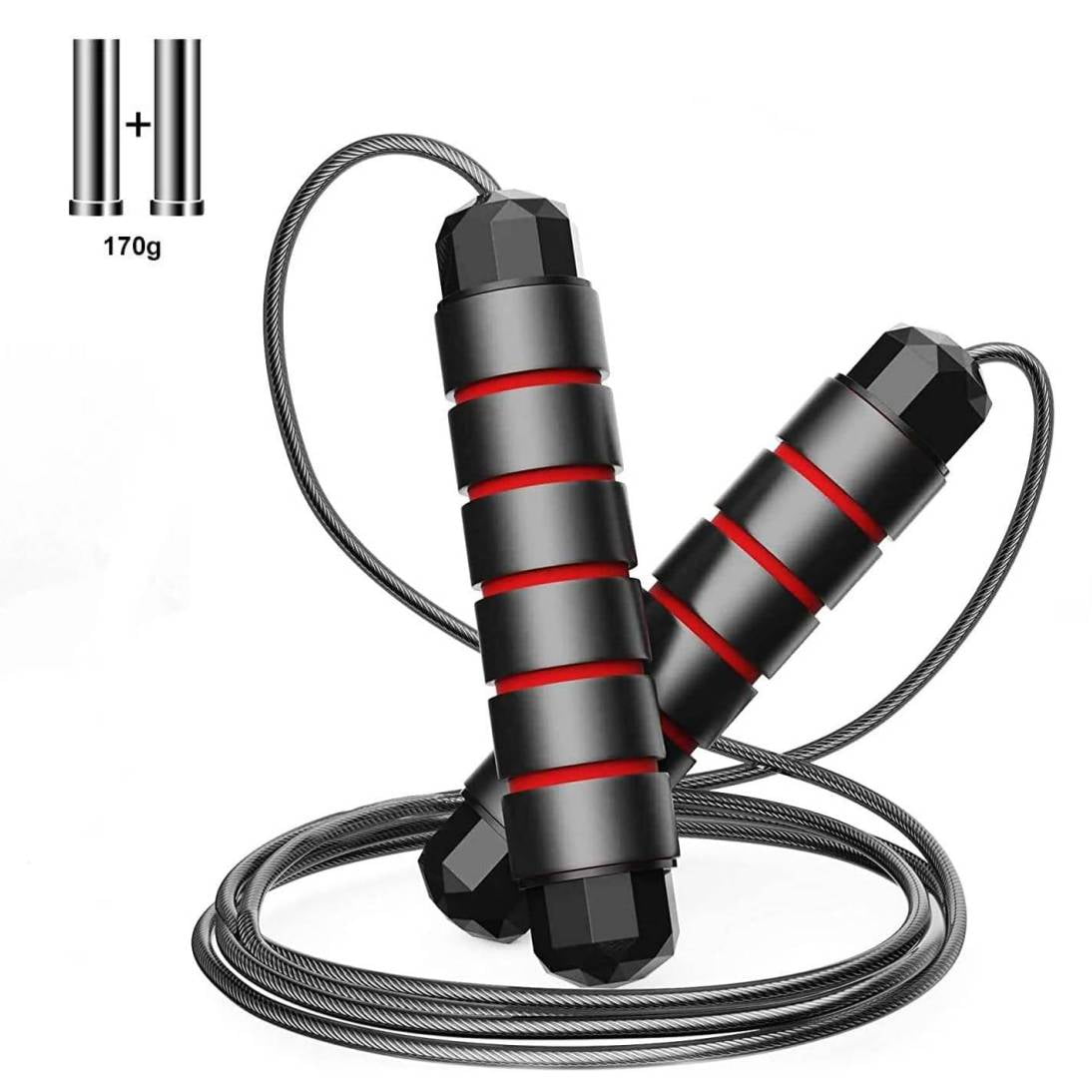 Red Adjustable Jump Rope for Fitness - 10ft