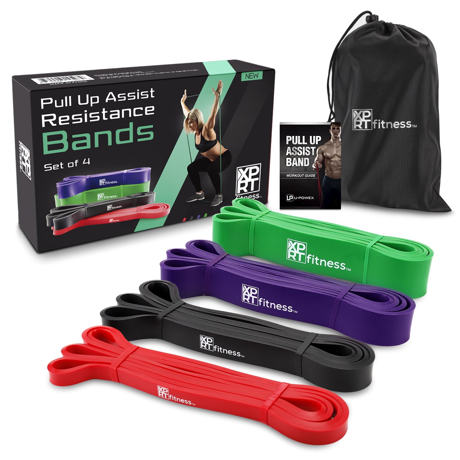 XPRT Fitness Resistance Bands Powerlifting Set of 4