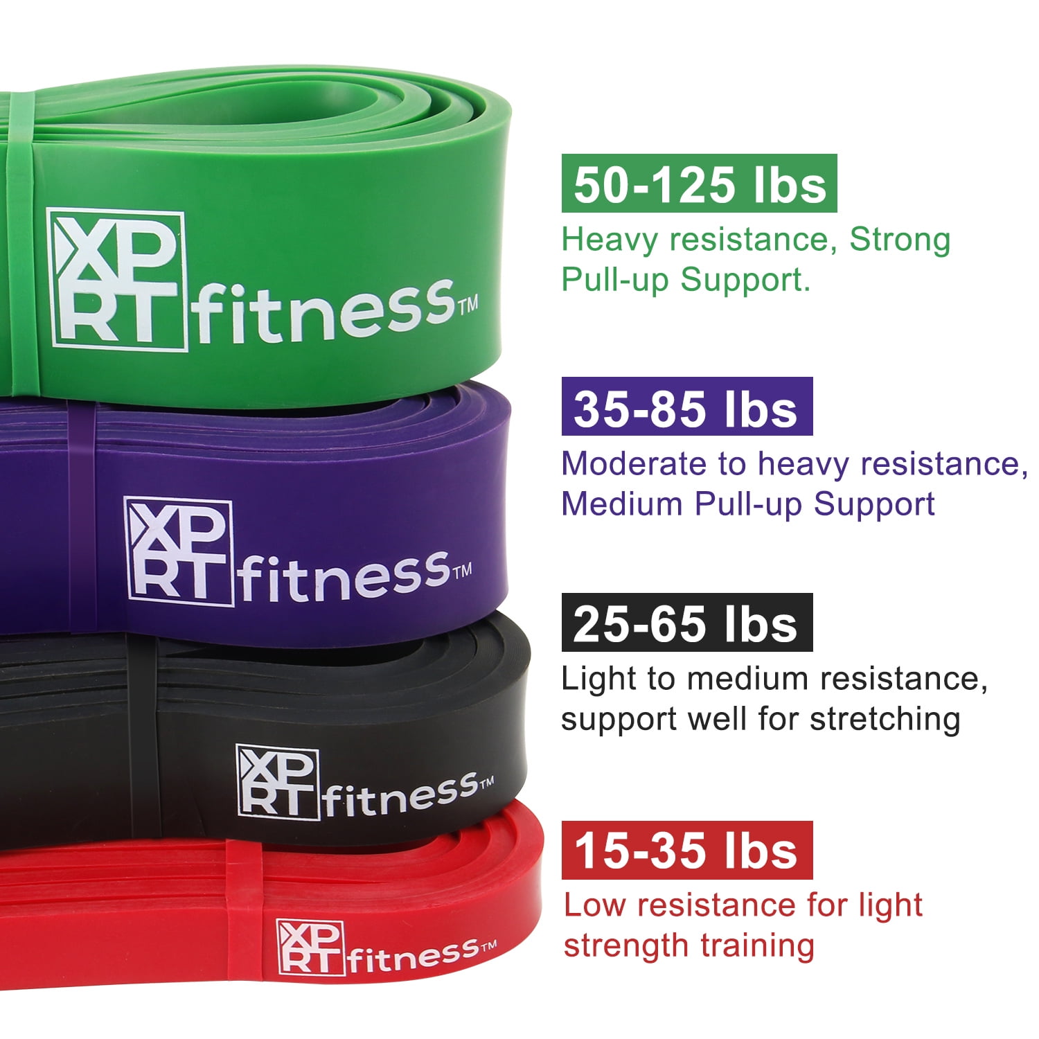 XPRT Fitness Resistance Bands Powerlifting Set of 4