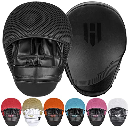 All-Black Leather Punching Mitts for Boxing & Martial Arts