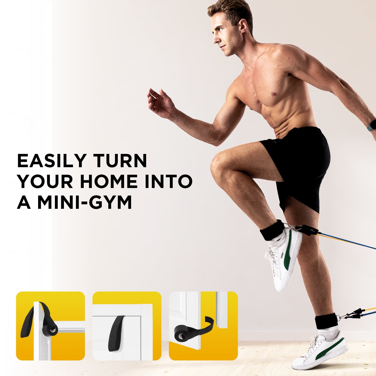 Boxing Resistance Bands - 150lb, Indoor/Outdoor, Door Anchor