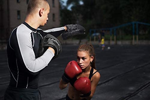 All-Black Leather Punching Mitts for Boxing & Martial Arts