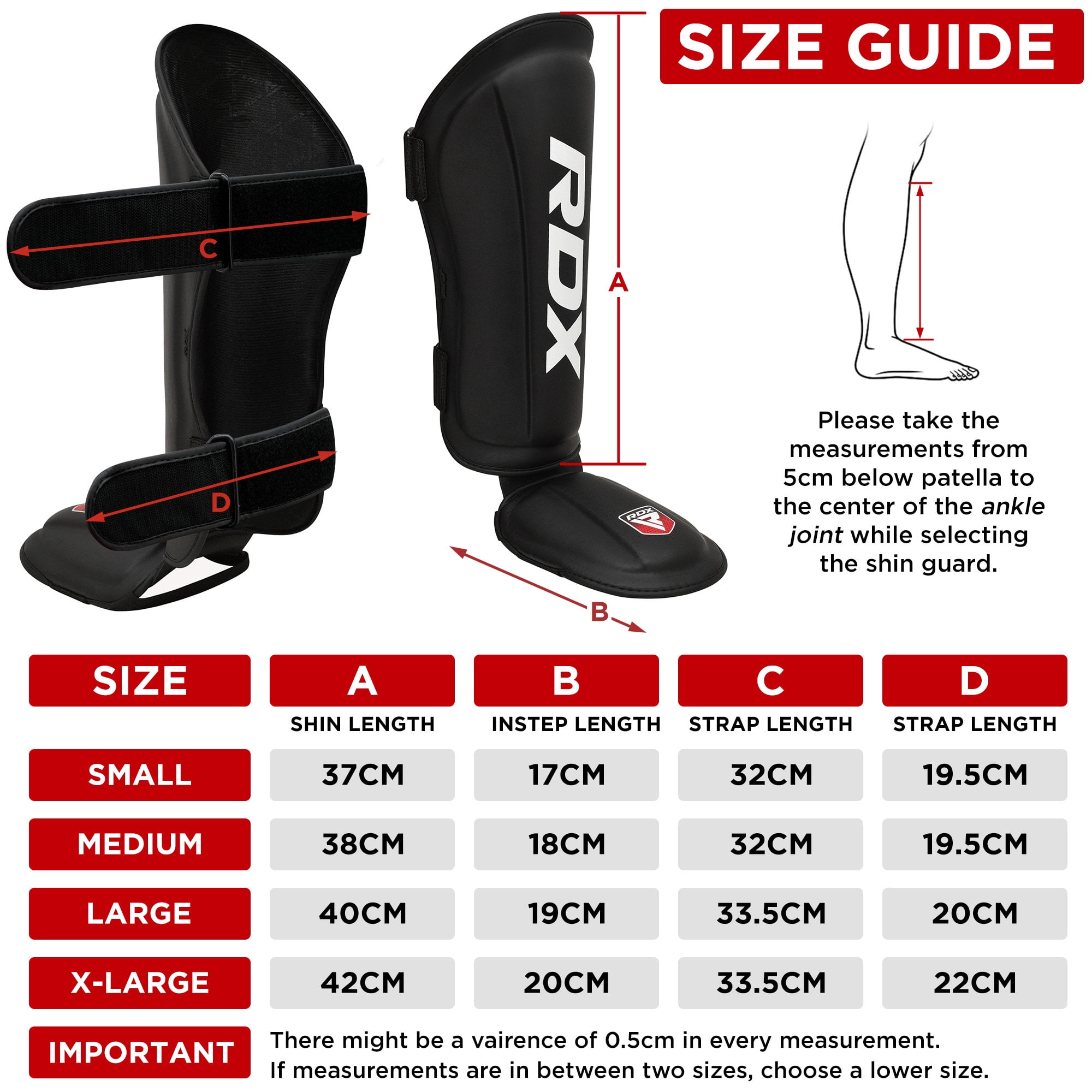 RDX Kickboxing Shin Guards: Premium Leather, Black