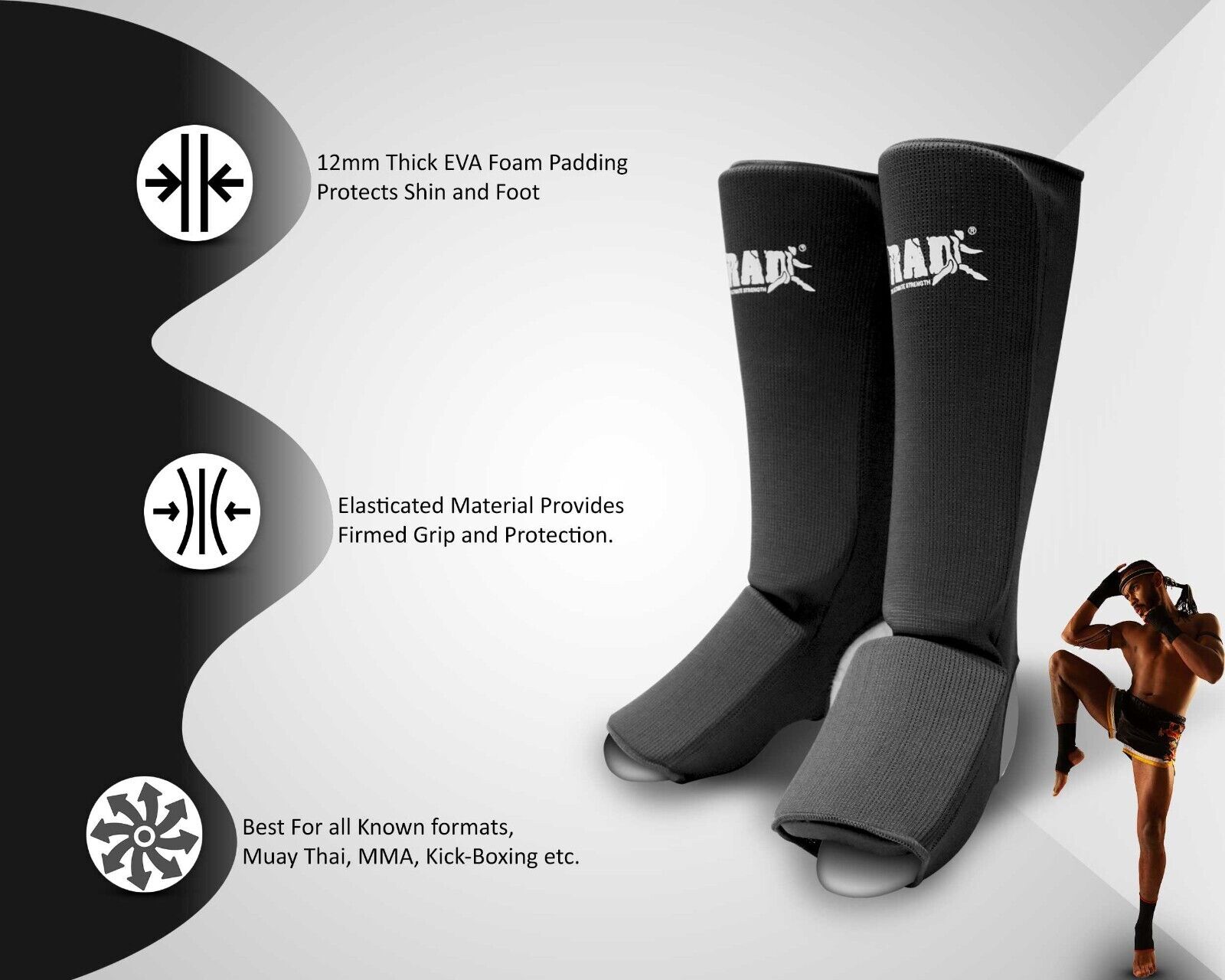 Boxing Shin Instep Protectors Guards - RAD