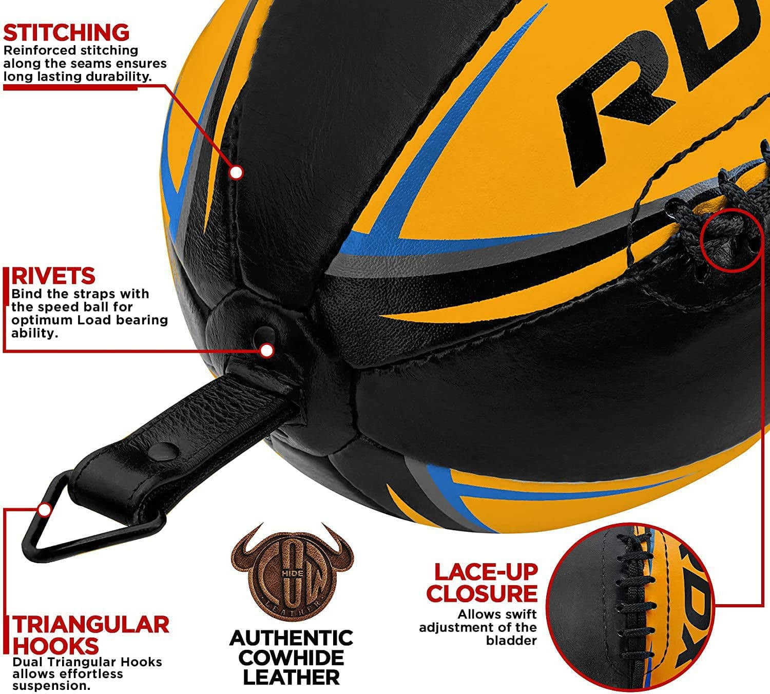 RDX Boxing Speed Ball Platform Adult, Double End Ball - Yellow