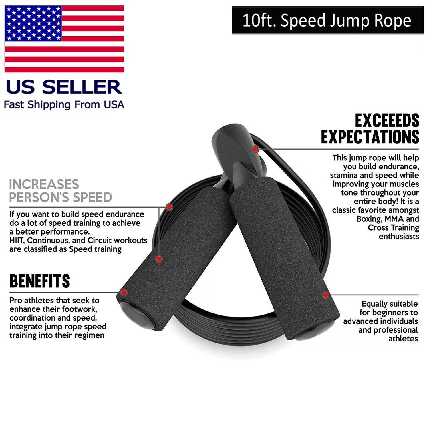 Rapid Standard Speed Jump Rope with Ball Bearings