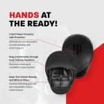 All-Black Leather Punching Mitts for Boxing & Martial Arts