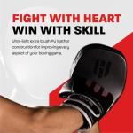 All-Black Leather Punching Mitts for Boxing & Martial Arts