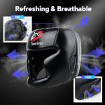 SANJOIN Safety Head Guard - All Ages Boxing Headgear (Black)