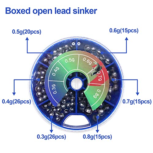 117pcs FREGITO Round Split Shot Sinker Set - 6 Sizes