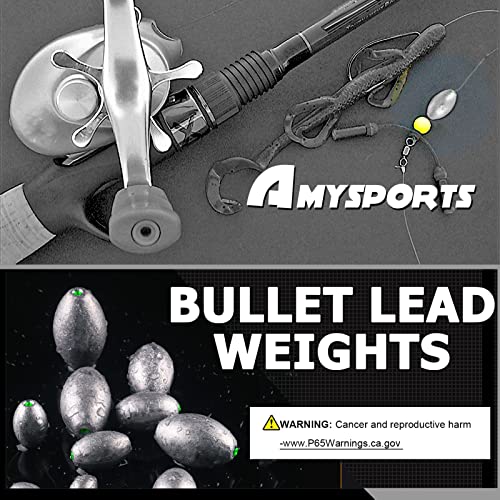 10pcs 1oz AMYSPORTS Fishing Weights Kit Oval