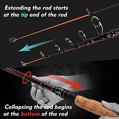 XPEDITE Portable Telescopic Fishing Rods, Carbon Blanks, Cork Handle