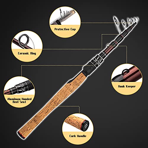 XPEDITE Portable Telescopic Fishing Rods, Carbon Blanks, Cork Handle