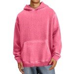 Men's Oversized Vintage Cotton Hoodie in Pink/Red