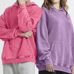 Men's Oversized Vintage Cotton Hoodie in Pink/Red