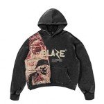 Y2K Grunge Style Unisex Oversized Hoodie in Black