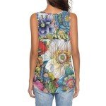 Showy Floral V-Neck Sleeveless Summer Tops