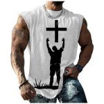 Men's Summer Graphic Jesus Cross Tank Top