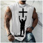 Men's Summer Graphic Jesus Cross Tank Top