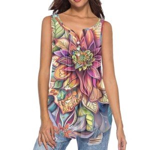 ZOUTAIRONG Women's Loose Fit Mandala Summer Blouse