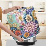 Showy Flower Air Fryer Dust Cover with Pockets