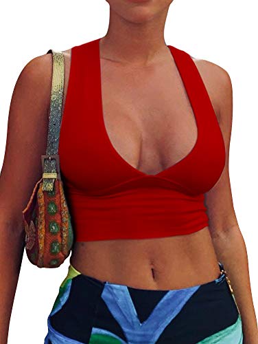 Striking Red Plunge Tank Crop Top