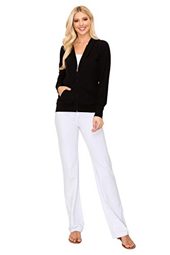Black Women's Full Zip Hoodie Jacket, XXL